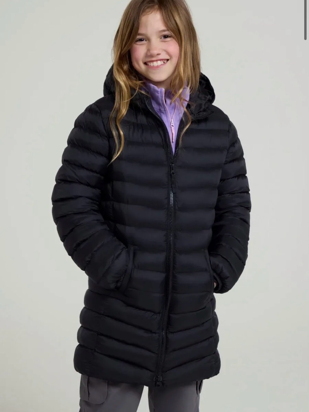 Girls' Black Hooded Puffer Coat - Warm Everyday Layer